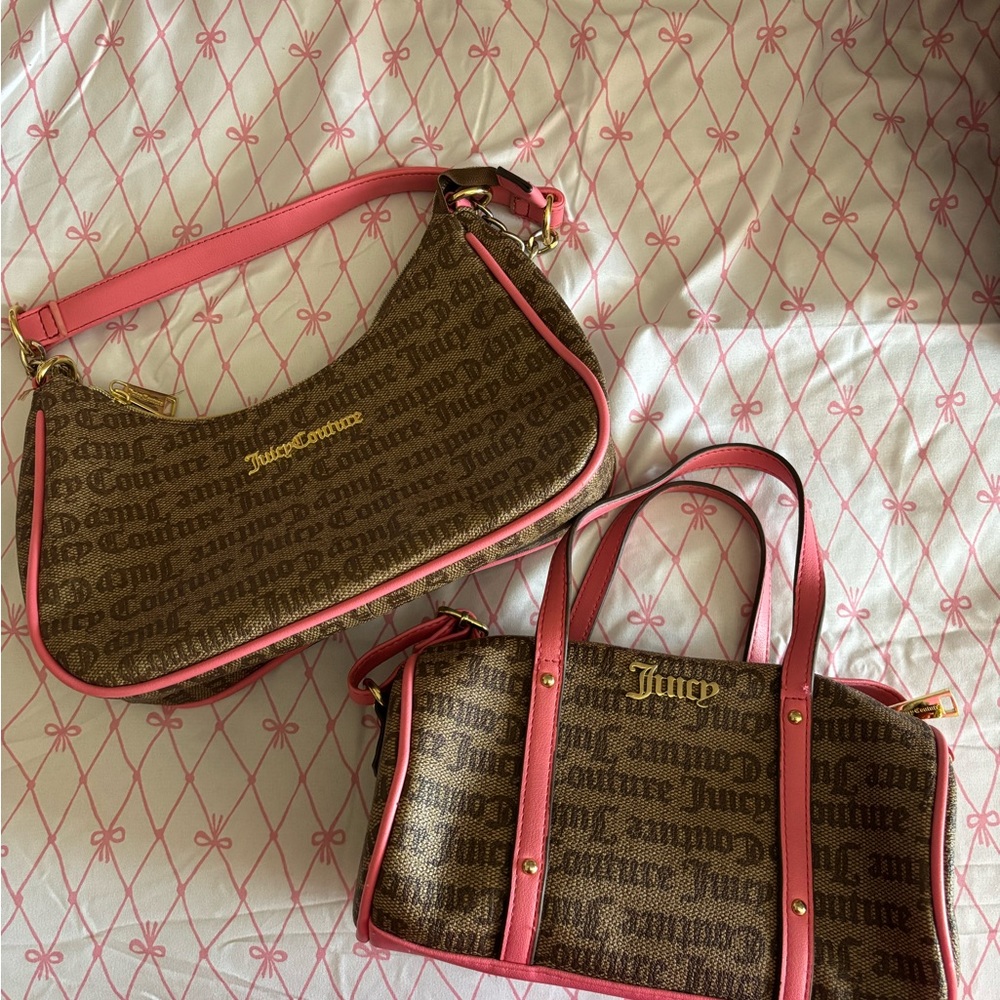 Juicy Couture Pink and Brown Shoulder Bag Duo